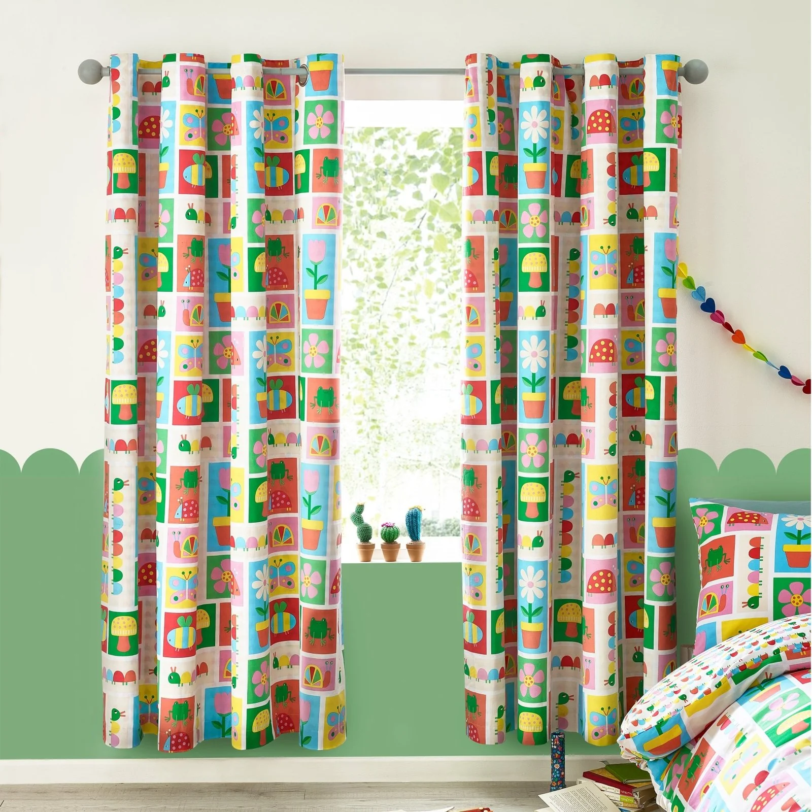 Catherine Lansfield Reversible Curious Caterpillar Curtains 66x72" - Image 4