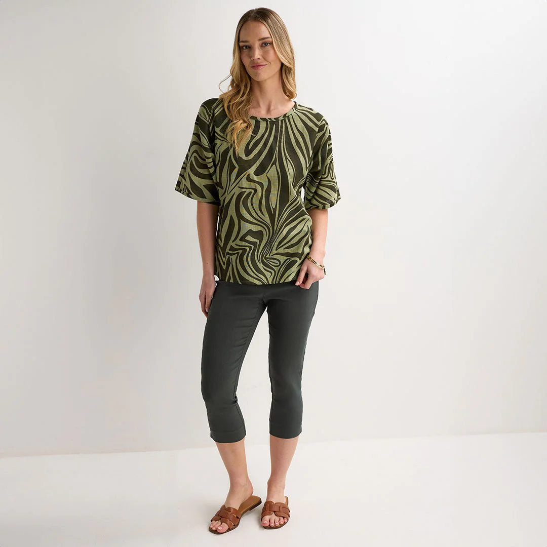 Ladies Dark Khaki Bengaline Trousers - Image 3