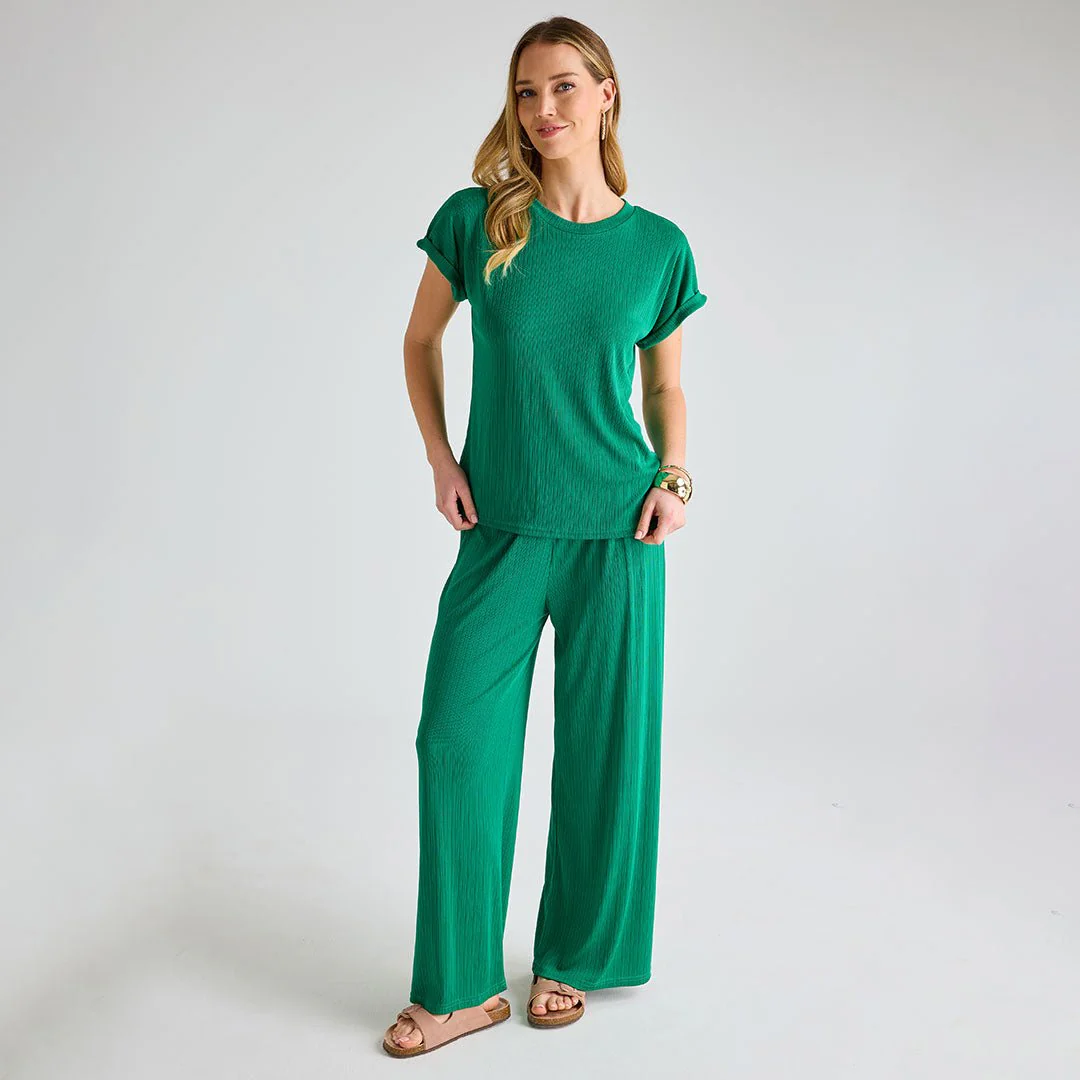 Ladies Emerald Ribbed Plisse Top - Image 4