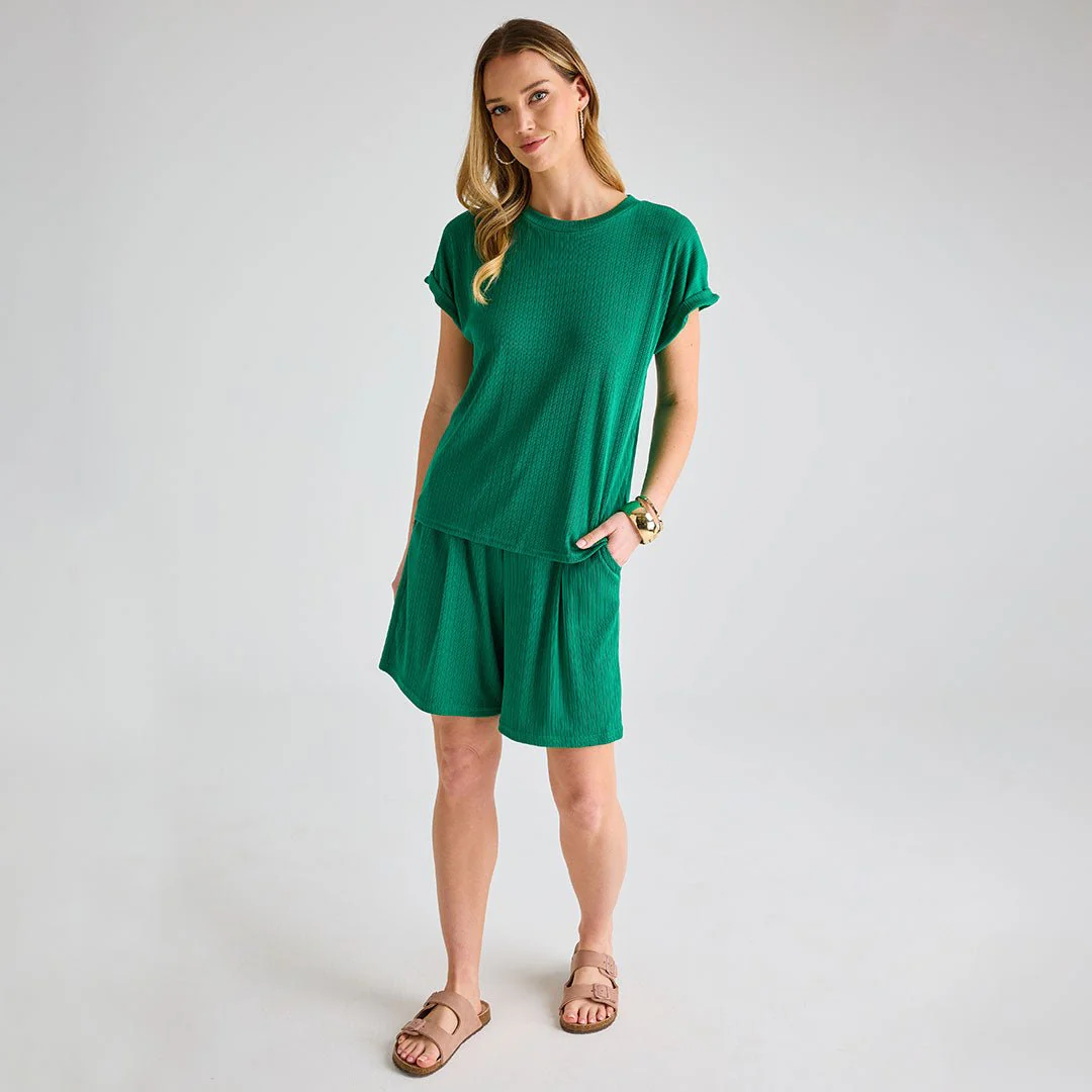 Ladies Emerald Ribbed Plisse Top - Image 5