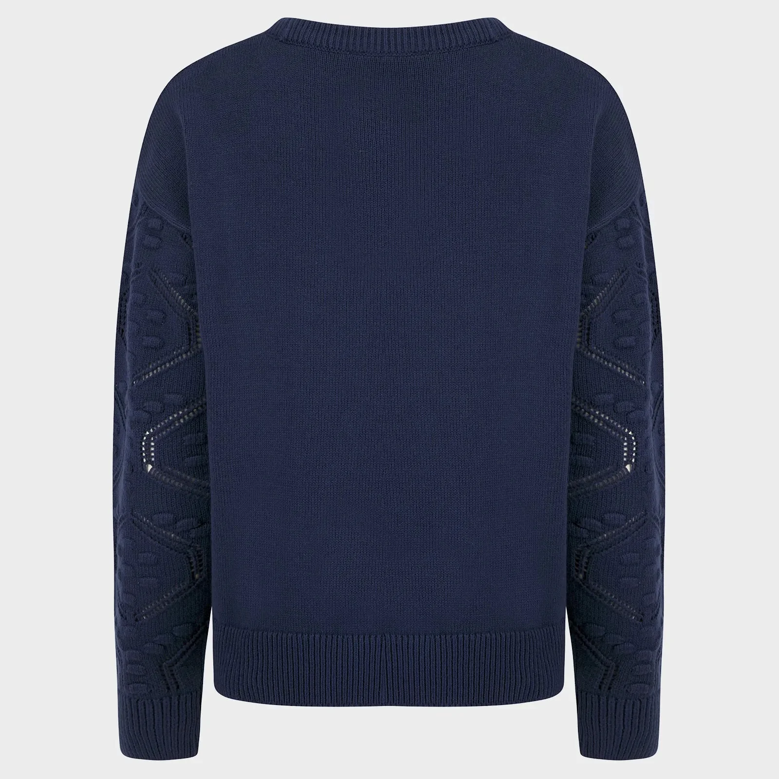 Ladies Navy Pointelle Jumper - Image 3