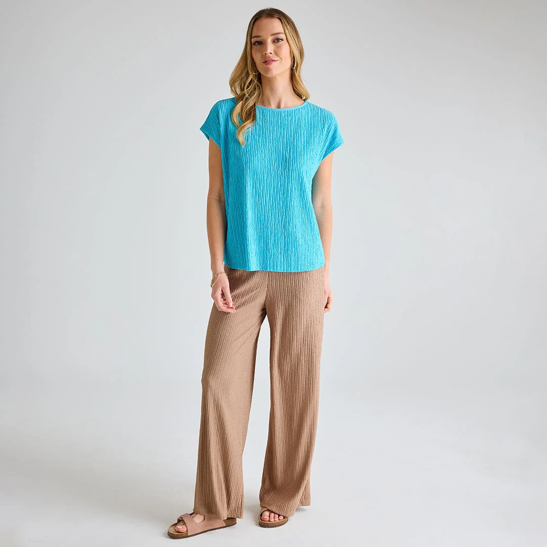 Ladies Turquoise Plisse Top - Image 3