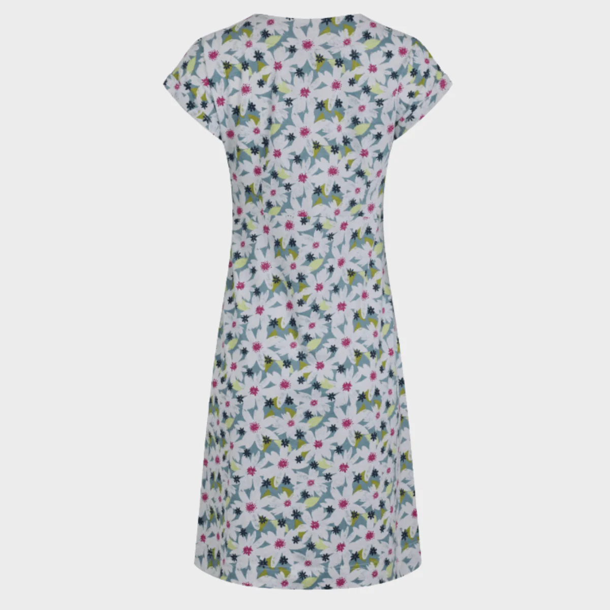 Ladies Printed Jersey Dress White/Pink - Image 3