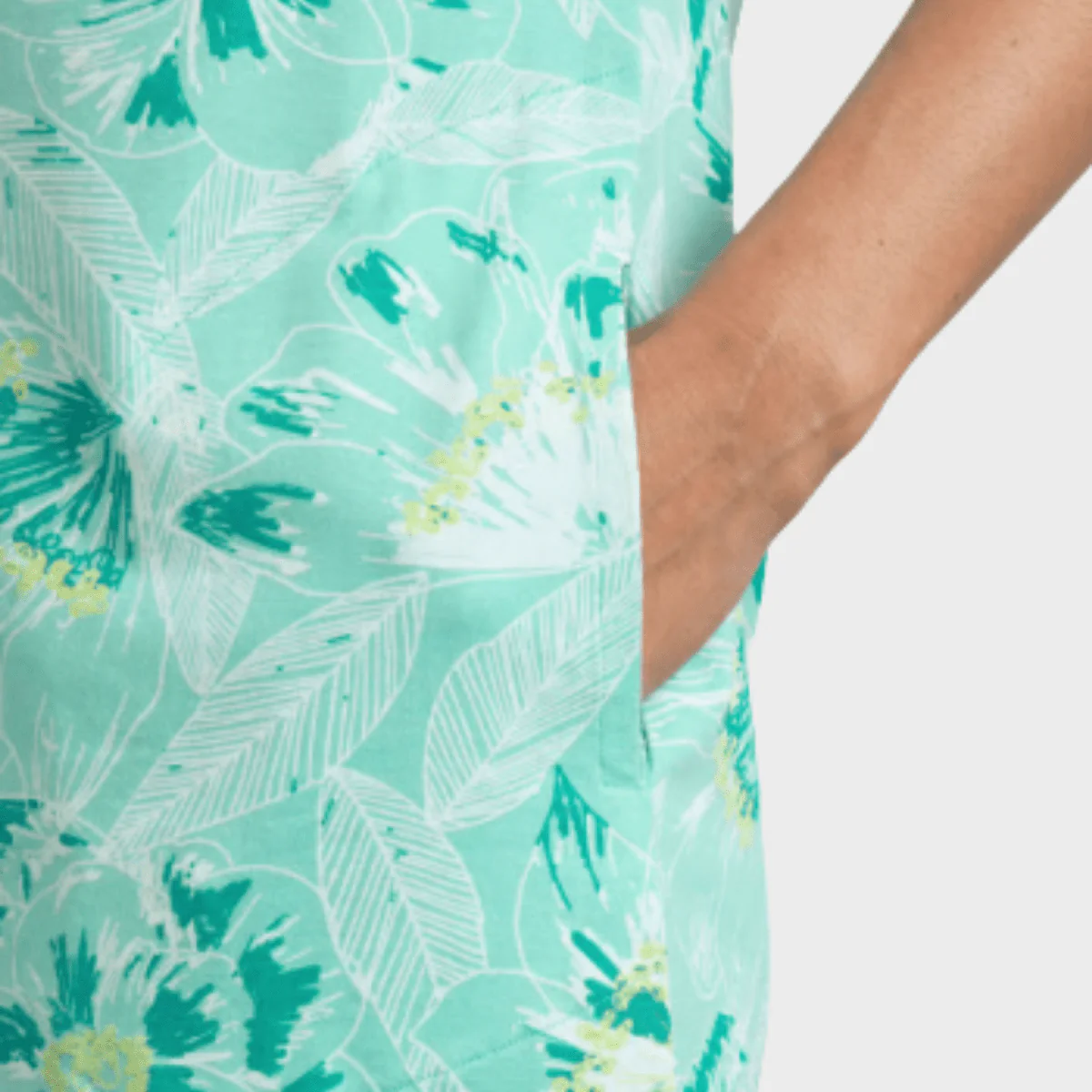 Ladies V Neck Dress Green Multi - Image 3