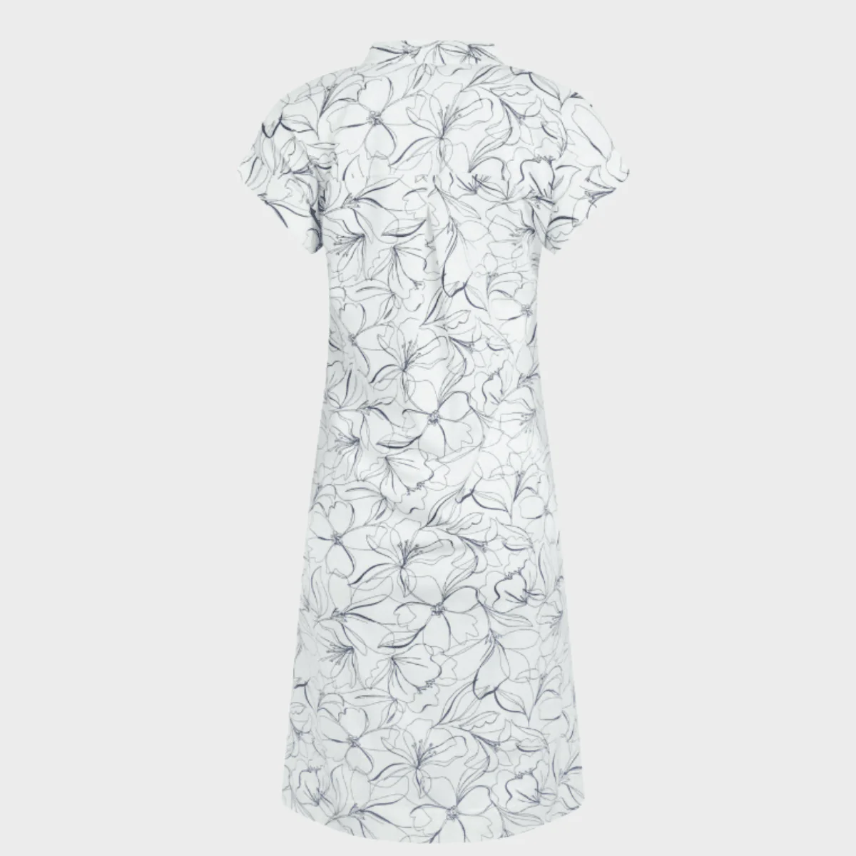 Ladies V Neck Dress White/Navy - Image 4
