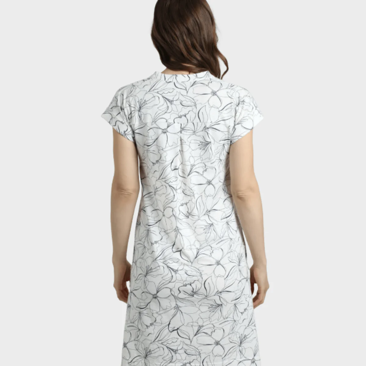 Ladies V Neck Dress White/Navy - Image 5