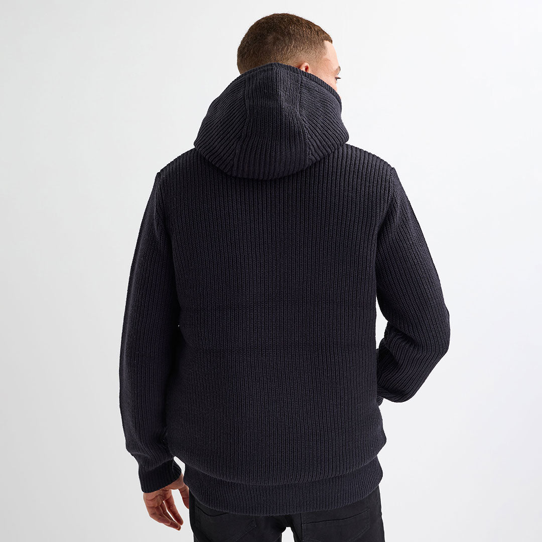 Mens Navy Knitted Lined Jacket - Image 3