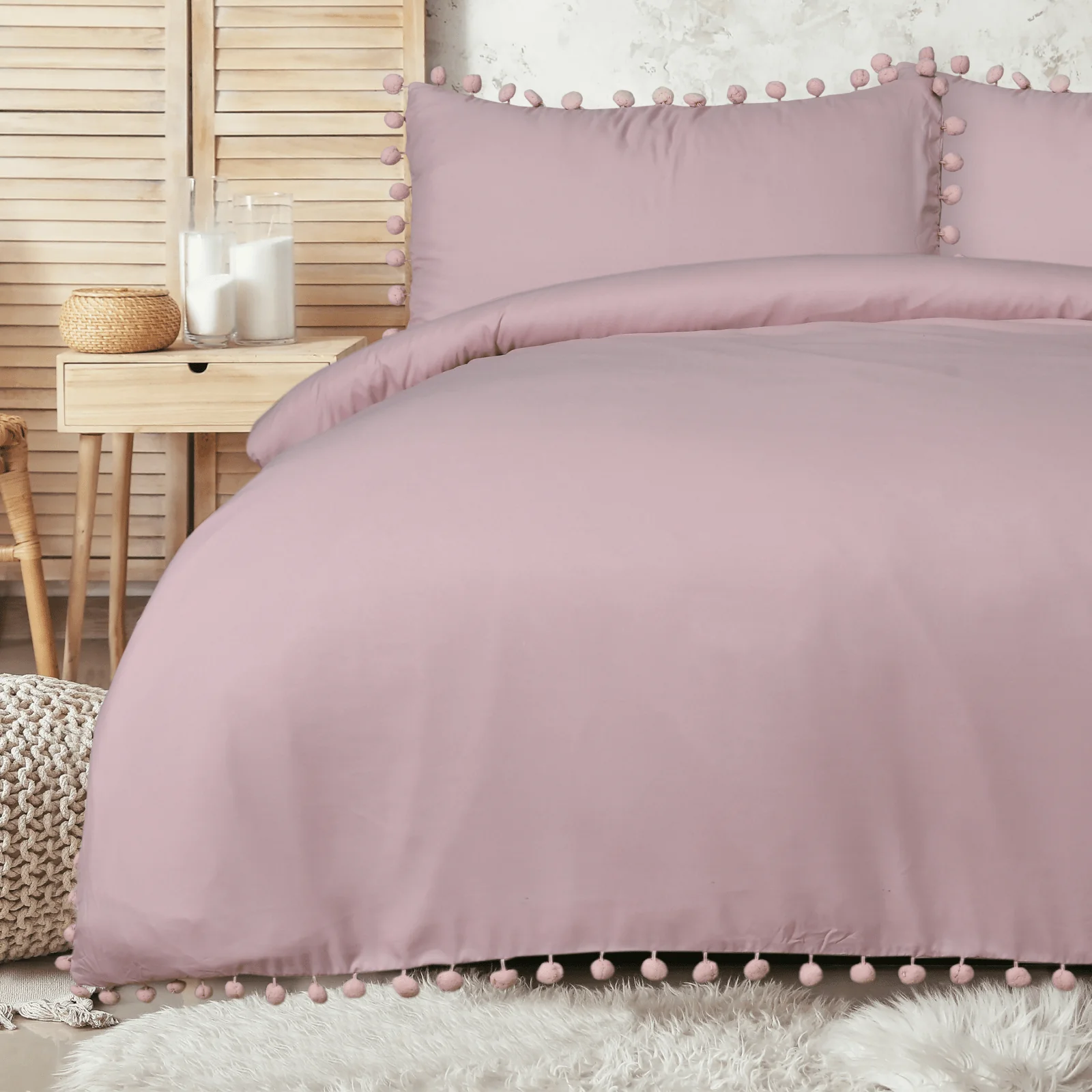 Sleepdown Blush Pom Pom Duvet Set - Image 3